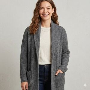 a new day Grey Open Long Line Cozy Cardigan